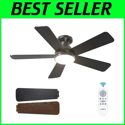Reversible DC Motor Ceiling Fan, Flush Mount, Dimmable Light - Image 1 of 4