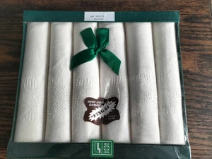 Vintage Fingal 100% Irish Linen Damask Napkin Set of 6 Unopened 16x16" - Foto 1 di 5