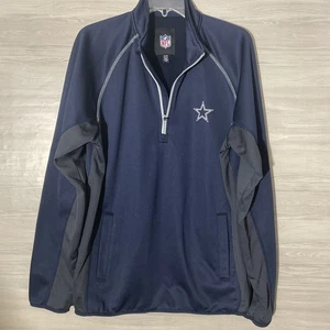 Neu mit Etikett! Dallas Cowboys NFL 1/4 Quarter Zip Pullover Cowboy Logo blau-grau Kombi XL - Bild 1 von 10