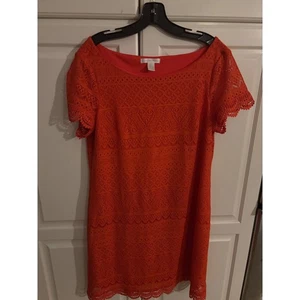London Times rotes Kleid mit Häkelspitze US 16 UK 20 EU 48 Kurzarm - Bild 1 von 7