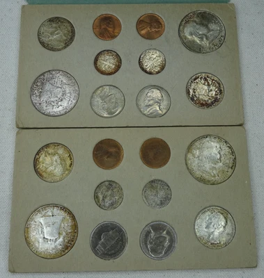1954 D & S US Mint Set Uncirculated 20 Coins Original Cardboard Toned Incomplete - Image 1 of 4