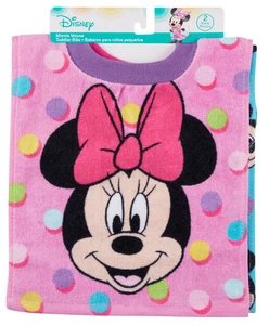 Disney Junior Minnie Mouse Toddler Pullover 2 Pack Cotton Bibs Pink Blue Soft - Picture 1 of 2