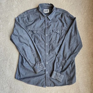 Converse One Star LG Gray Chambray Denim Long Sleeve Shirt Mens 2 Pocket - Picture 1 of 11