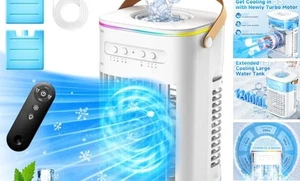  4-IN-1 Persönliche Klimaanlage mit Fernbedienung, 2 Eisbeutel, 1200ML Lichtweiß - Bild 1 von 7