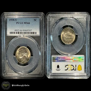 1938-S 5C Jefferson Nickel Semi Key Date PCGS MS66 - Picture 1 of 2