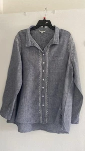 John Mark Blouse Size 1x With Embroidery Blue Gray - Picture 1 of 9
