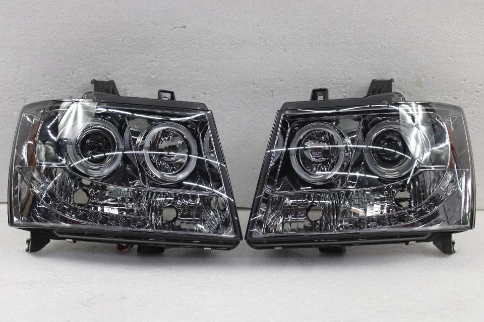 FITS SMOKED 07-14 CHEVY SUBURBAN TAHOE DUAL HALO PROJECTOR LED HEADLIGHTS LAMPS Foto 1 de 1