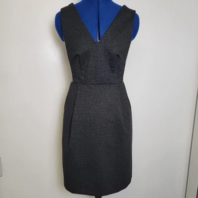Vestido Ponte MADEWELL Talla 0 Negro Carbón Gris Cuero Inserción Carrera Cuello en V Fiesta Foto 1 de 4