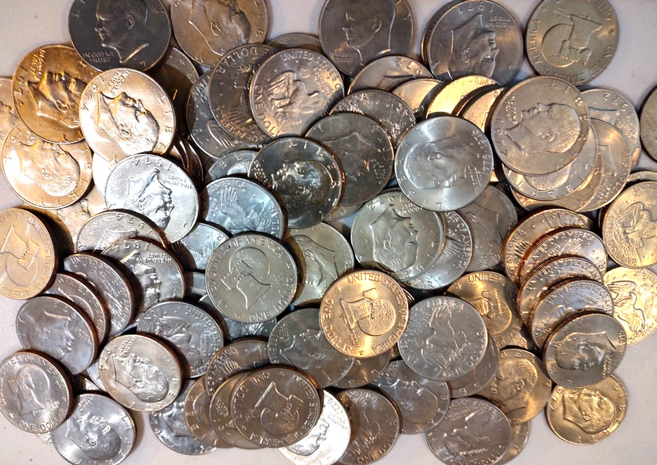 IKE Eisenhower Dollar BULK LOT of 100 Coins ~ ALL LIGHTLY CIRCULATED Coins - Image 1 of 1
