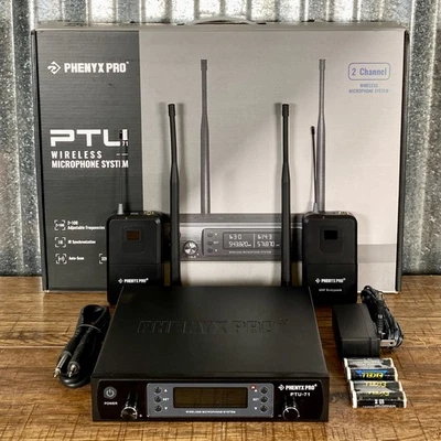 Phenyx Pro PTU-71-2B Dual UHF Wireless Microphone Body Back System Open Box - Image 1 of 4