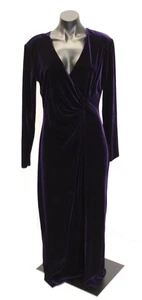 Robbie Bee Women's Solid Long Sleeve Velvet Midi Dress AP2 Purple Size: 12 - Picture 1 of 6