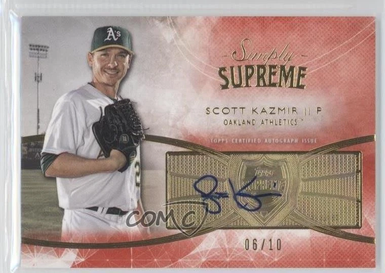2014 Topps Supreme Simply Supreme Auto Red /10 Scott Kazmir #SSU-SK Auto - Image 1 of 2