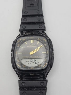 Casio Telememo 30 AW-81 fecha esfera tono negro reloj para hombres batería nueva funcionando Foto 1 de 4