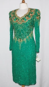 JASDEE Vintage Dress Long Sleeve Bead & Sequins Hand Work On Silk Style 5076 - Bild 1 von 3