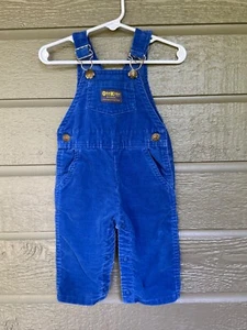 Vintage OshKosh B'Gosh Blue Corduroy Overalls Vestbak 6-9 Months Blue Snap Legs - Imagen 1 de 14