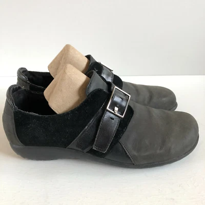 NAOT Mujer Talla 42 EE. UU. 11 Gamuza Nubuck Negro Gamuza Hebilla Zapatos Sin Cordones Cuero Foto 1 de 4