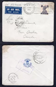 INDIA Military 1942 Censored Cover to Canada Indian Section Base Post Office No8 - Picture 1 of 3