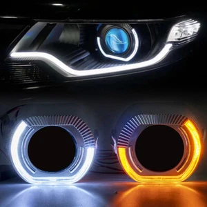 2.5 3.0 inch LED Angel Eye Shrouds Turn Signal Light For Xenon LED Headlight DRL - Picture 1 of 16