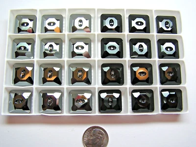 VINTAGE Swarovski® Crystal Square Buttons #3017 - 16mm - JET HEMATITE -24 Pieces - Image 1 of 4