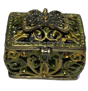 Caja de baratijas metálicas mariposa filigrana estilo Y2K de colección - Imagen 1 de 12