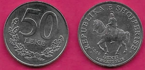 ALBANIA 50 LEKE UNC REY GENTHIOS DE IIIYRIA A CABALLO, DENOMINACIÓN ARRIBA WRE - Imagen 1 de 1