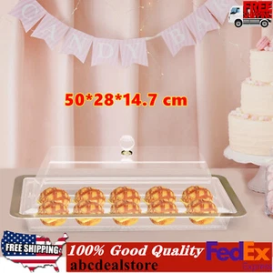 Acrylic Wedding Cake Display Plate Cookies Deserts Stand Serving Tray with Lid - Picture 1 of 19