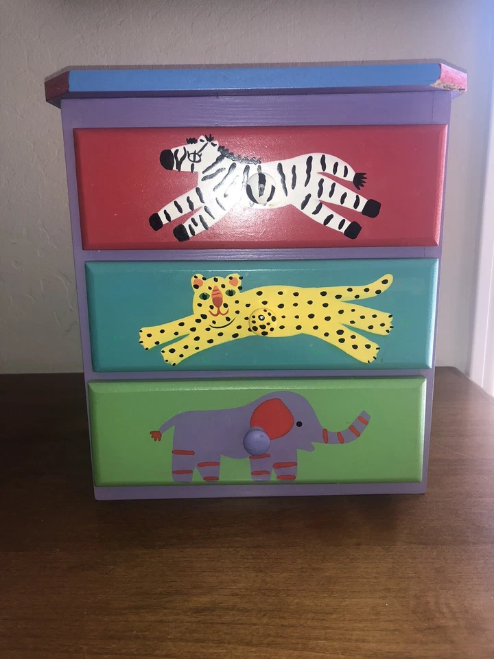 11 7/8 Inch X 11 In. X 6 3/4 In Anumal Theme Painted Chest  - Image 1 of 4