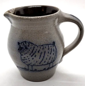 Salt Glazed Pottery Sheep Rockdale Union Stoneware Creamer Syrup Folk Art Chip - Picture 1 of 15