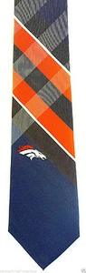 Denver Broncos Mens Necktie NFL Licensed Football Sports Fan Plaid Blue Neck Tie - Picture 1 of 3