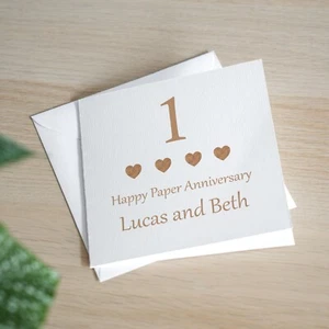 Tarjeta de aniversario de 1er aniversario de boda personalizada hecha a mano tarjeta de aniversario de papel - Imagen 1 de 3