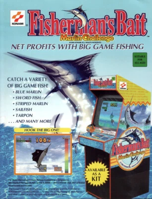 Fishermans Bait Marlin Challenge Arcade FLYER Original NOS 1999 Fishing Vintage - Image 1 of 2