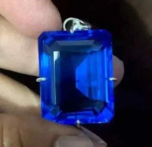Natural 925 Solid Silver Certified Blue Topaz Pendant 90.35 Ct+ GK Gemstone A+ - Picture 1 of 6