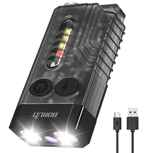 BORUiT V10 LED Keychain EDC Flashlight USB Rechargeable Magnetic Torch Work Lamp - Picture 1 of 21