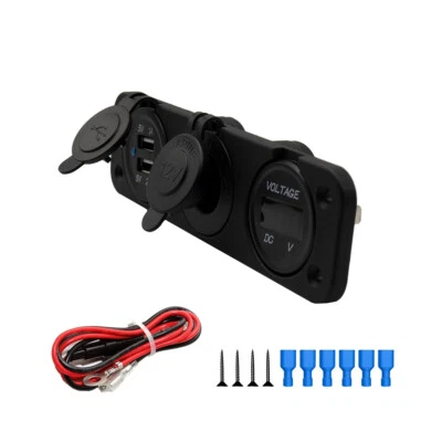 Pannello caricatore con 3 fori 2 USB con indicatore LED out 12V-24V / 5V 2.1A - Immagine 1 di 4
