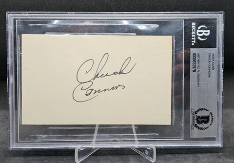 CHUCK CONNORS SIGNED AUTOGRAPHED 3X5 INDEX CARD BAS/COA DODGERS THE RIFLEMAN Cover