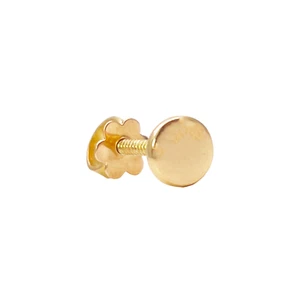 22ct Yellow Gold Handmade Flat Disk Tragus/Cartilage Single Stud Earring - Picture 1 of 8