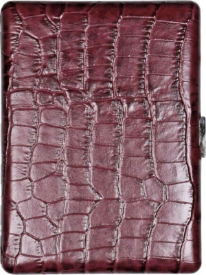 PEARL 9 Kingsize / 100er Zigarettenetui - Leder Croco braun - 1seitig - Etui - Bild 1 von 4