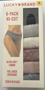 Lucky Brand Women’s Hi Cut 6-PK Ultra Soft Full Coverage Panties, Size Small.  - Picture 1 of 4