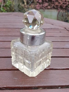 ECKIGER ANTIKER DUFTFLAKON AUS SILBER GESCHLIFFENEM GLAS London 1899 - Bild 1 von 14