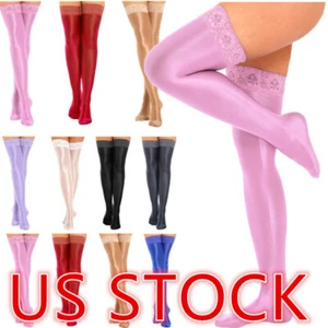 Calze donna Freebily oliy lucide silicone opaco stay-up lingerie coscia - Foto 1 di 92