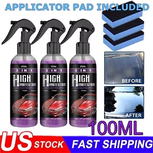 100ML 3 in 1 High Protection Quick Car Coat Ceramic Coating Spray Hydrophobic US - Picture 1 of 14