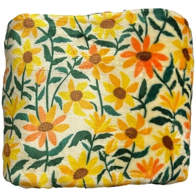 The Big One Plush Oversized Floral Throw Blanket Yellow Sunflowers, 5 ft x 6 ft