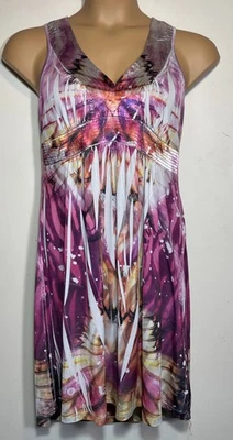 One World Live and Let Live dress purple white floral racer back hi low size M - Image 1 of 4