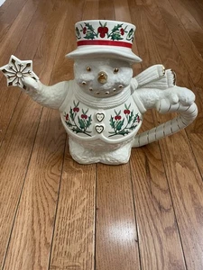 Snowman Teapot By Formatities By Baum Brothers Christmas Cream Gold Trim - Picture 1 of 10