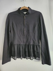 Kut From The Kloth Ruffle Military Jacket Black Size Large - Picture 1 of 10
