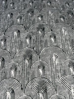 Cortina de ducha de tela moderna geométrica del mercado mundial estampado de bloques de algodón Foto 1 de 4