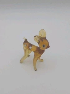 Vintage mundgeblasene Kunst Glas braun Bernstein Hirsch Rehkitz Bambie Figur Miniatur #1 - Bild 1 von 6