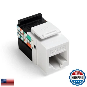 Leviton Cat 5e 8-Wire QuickPort Adaptor Jack, 10-Pack, 5G108-AW5, White - Afbeelding 1 van 1