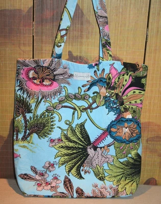 Bolso de Mano Grande 100% Algodón 100% Algodón ONEUNDERT STARS Azul Cielo Flores Excéntricas✨ - Imagen 1 de 4