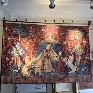 Gorgeous Lady and the Unicorn Common Room Tapestry Microfiber Reproduction - Picture 1 of 9